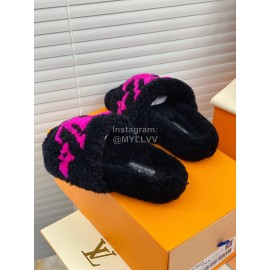 Lv Winter Lamb Wool Slippers Black
