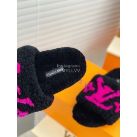 Lv Winter Lamb Wool Slippers Black