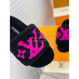 Lv Winter Lamb Wool Slippers Black
