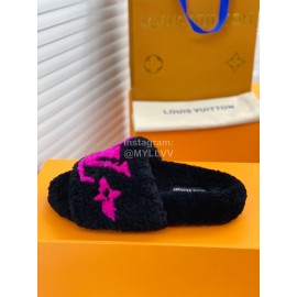 Lv Winter Lamb Wool Slippers Black