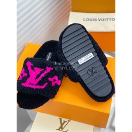 Lv Winter Lamb Wool Slippers Black