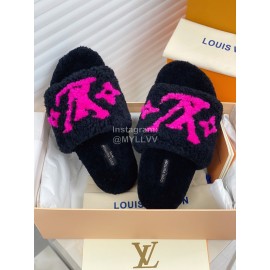 Lv Winter Lamb Wool Slippers Black