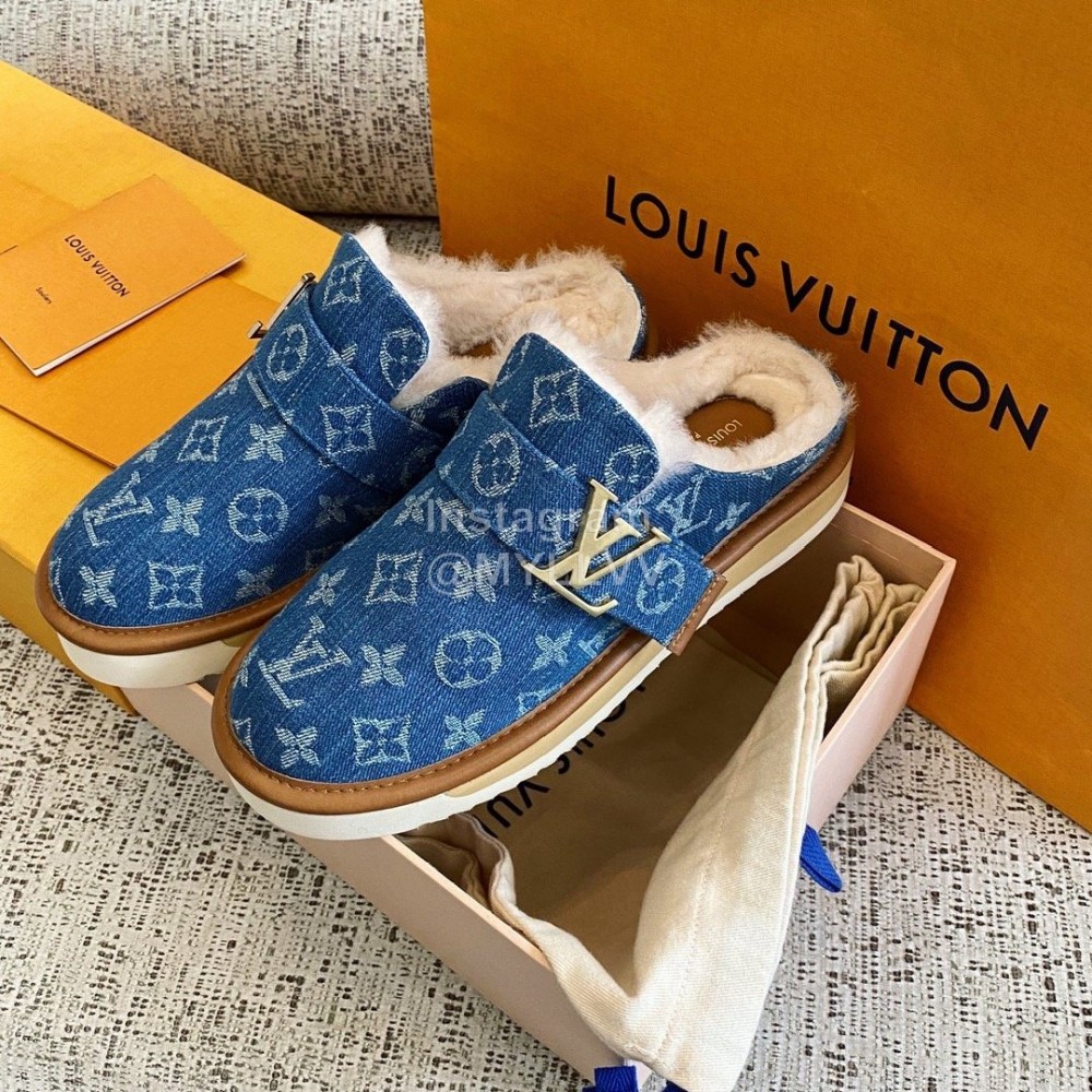 Lv Winter Cloth Lamb Wool Shoes Blue