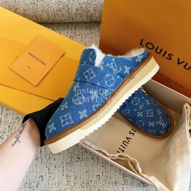 Lv Winter Cloth Lamb Wool Shoes Blue