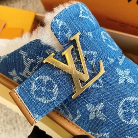 Lv Winter Cloth Lamb Wool Shoes Blue