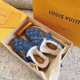 Lv Winter Cloth Lamb Wool Shoes Blue