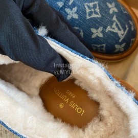 Lv Winter Cloth Lamb Wool Shoes Blue