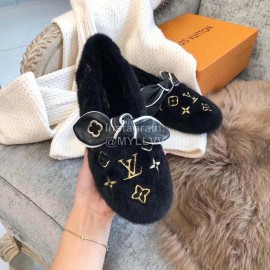 Lv Winter Soft Flat Heel Plush Shoes Black