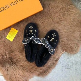 Lv Winter Soft Flat Heel Plush Shoes Black