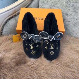 Lv Winter Soft Flat Heel Plush Shoes Black
