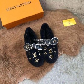 Lv Winter Soft Flat Heel Plush Shoes Black