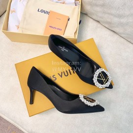 Lv Autumn Winter New Pointed Silk High Heels Black