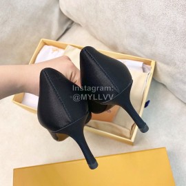 Lv Autumn Winter New Pointed Silk High Heels Black
