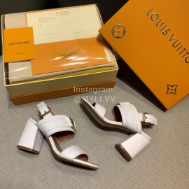 Lv Summer Soft Grain Calfskin High Heeled Sandals White