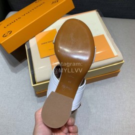 Lv Summer Soft Grain Calfskin High Heeled Sandals White