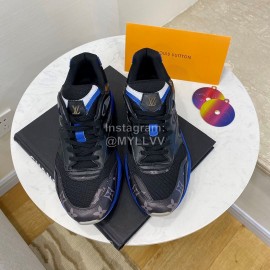 Lv Couple Calf Leather Retro Sneakers Black