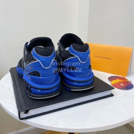 Lv Couple Calf Leather Retro Sneakers Black