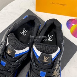 Lv Couple Calf Leather Retro Sneakers Black