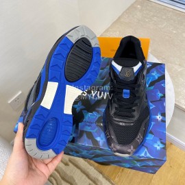 Lv Couple Calf Leather Retro Sneakers Black