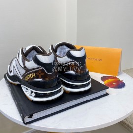 Lv Couple Calf Leather Retro Sneakers White