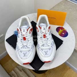 Lv Couple Calf Leather Retro Sneakers Red