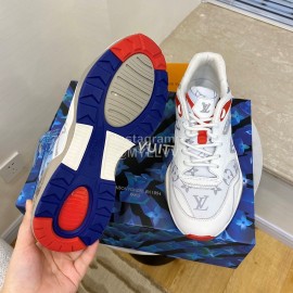 Lv Couple Calf Leather Retro Sneakers Red