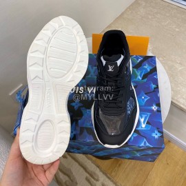 Lv Couple Black Calf Leather Retro Sneakers