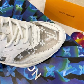 Lv Couple White Calf Leather Retro Sneakers