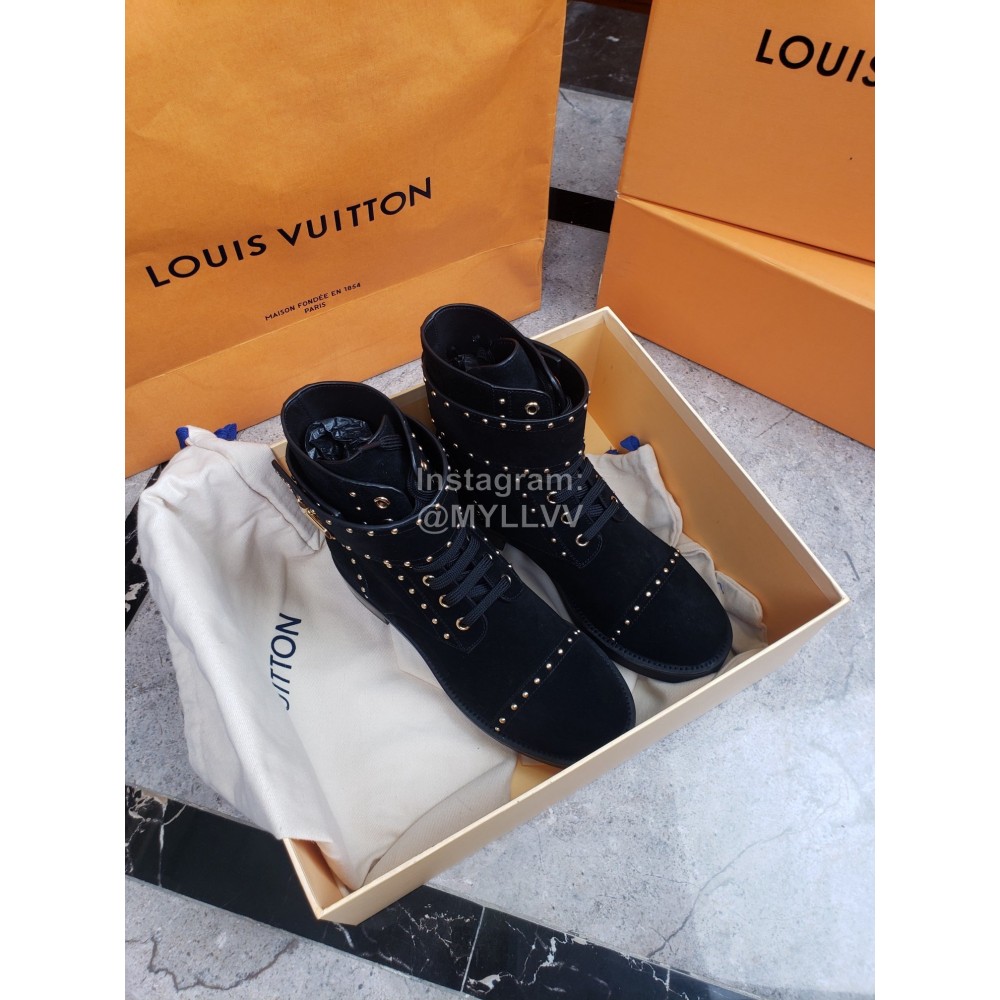 Lv Autumn Winter Classic Leather Martin Boots Black