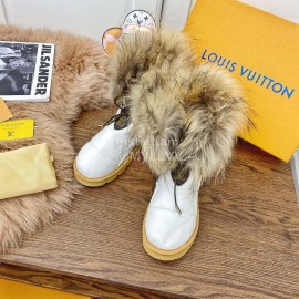 Lv Winter Fashion Strapped Down Boots White