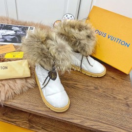 Lv Winter Fashion Strapped Down Boots White