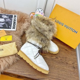 Lv Winter Fashion Strapped Down Boots White