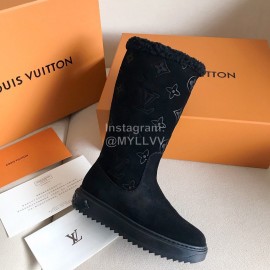 Lv Winter Black Suede Wool Boots