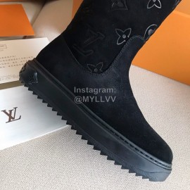 Lv Winter Black Suede Wool Boots