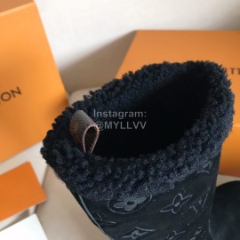 Lv Winter Black Suede Wool Boots