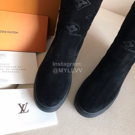 Lv Winter Black Suede Wool Boots
