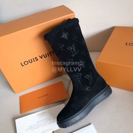 Lv Winter Black Suede Wool Boots