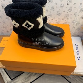 Lv Autumn Winter Cowhide Wool Boots For Women Black