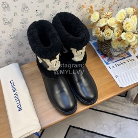 Lv Autumn Winter Cowhide Wool Boots For Women Black