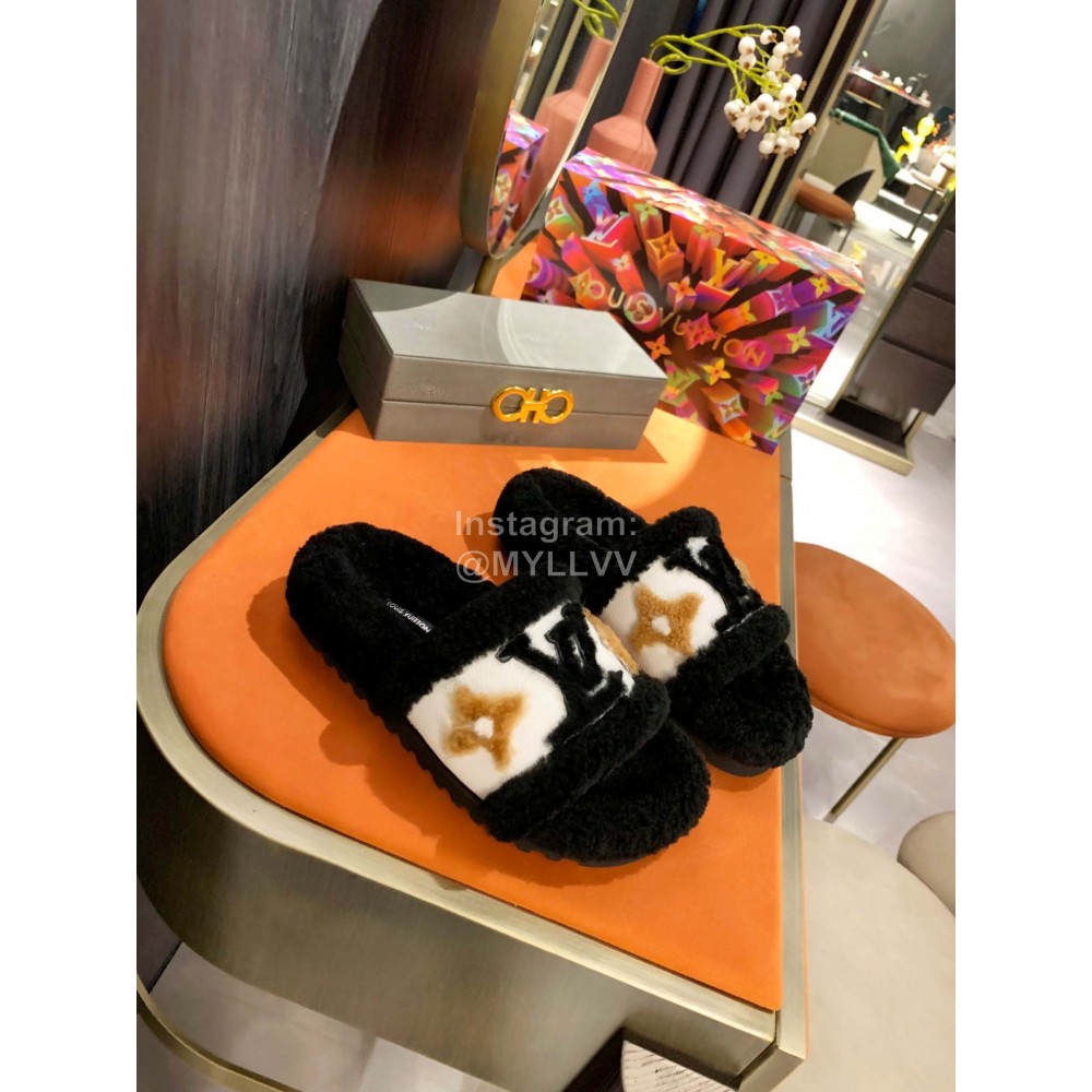 Lv Winter Fashion Wool Slippers For Women Black