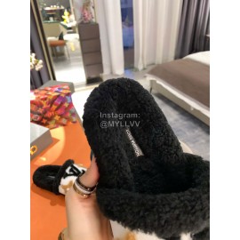 Lv Winter Fashion Wool Slippers For Women Black
