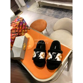 Lv Winter Fashion Wool Slippers For Women Black