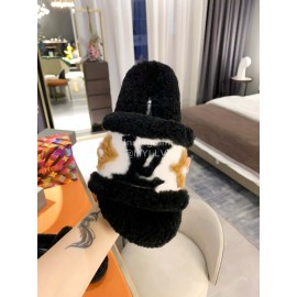 Lv Winter Fashion Wool Slippers For Women Black
