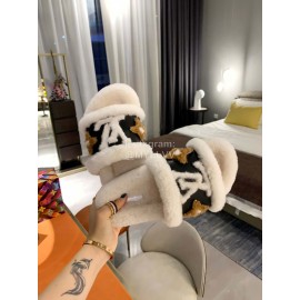 Lv Winter Fashion Wool Slippers For Women White