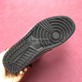 Lv Co Branded Aj Leather High Top Sneakers For Men And Women Black