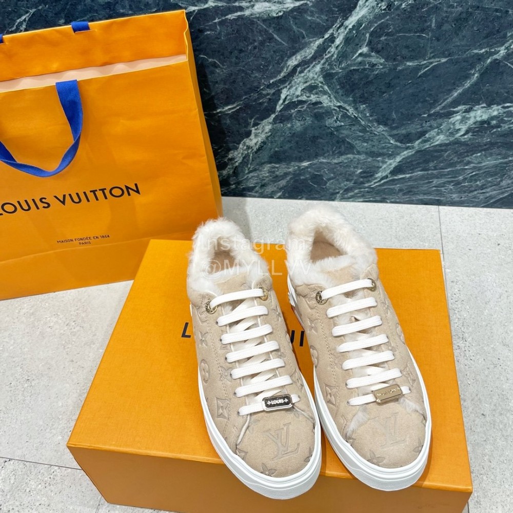 Lv Winter Wool Thick Soled Sneakers For Women Khaki