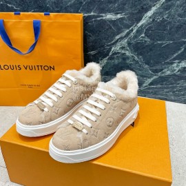 Lv Winter Wool Thick Soled Sneakers For Women Khaki