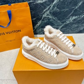 Lv Winter Wool Thick Soled Sneakers For Women Khaki
