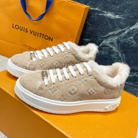 Lv Winter Wool Thick Soled Sneakers For Women Khaki