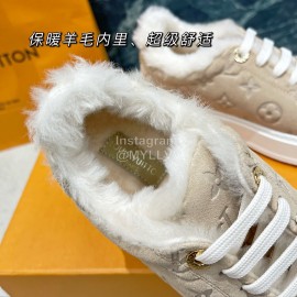 Lv Winter Wool Thick Soled Sneakers For Women Khaki